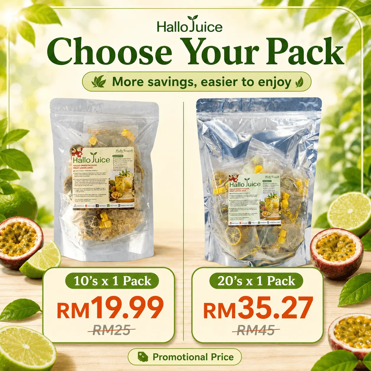 Hallo Dried Passion Fruit Lemon Juice angle 3